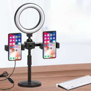 Tabletop ring light with dual phone holder